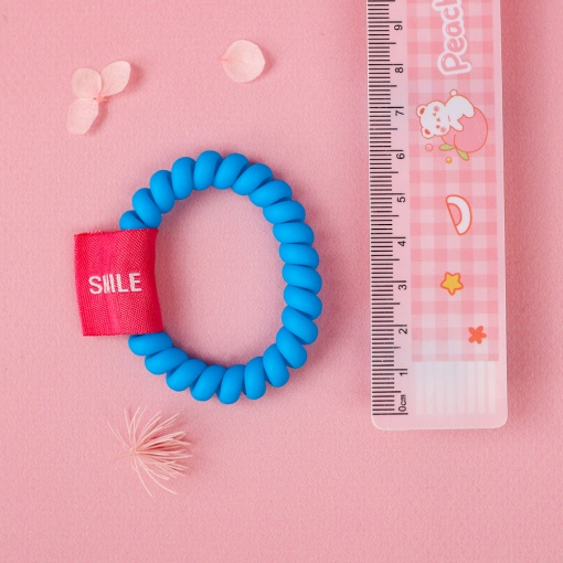 Резинка для волос "Пружинка Смайлик" голубой