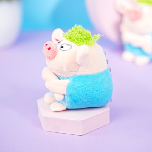 Мягкий брелок "Поросёнок" голубой, 13 см