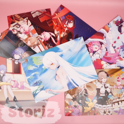 Набор постеров в ассортименте "Honkai Impact" 8 шт, 42х29см оптом