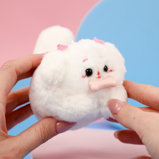 Мягкий брелок "Заводной Щенок" белый, 7см