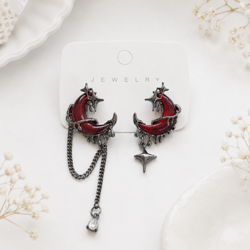 Серьги "Dragon moon" бордовый, 1шт