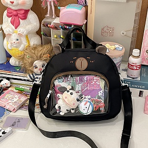 Сумка "Капибара" с прозрачным окном, черный оптом со склада в Москве