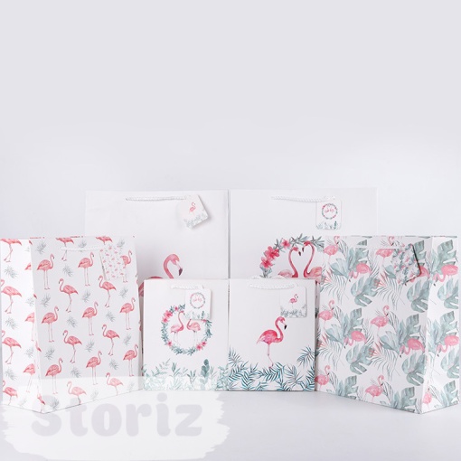 Подарочный пакет "Tropical Flamingo" M 32х26см