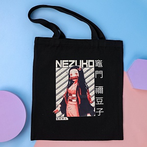 Сумка тканевая "Nezuko", черный, 309-ZH оптом со склада в Москве