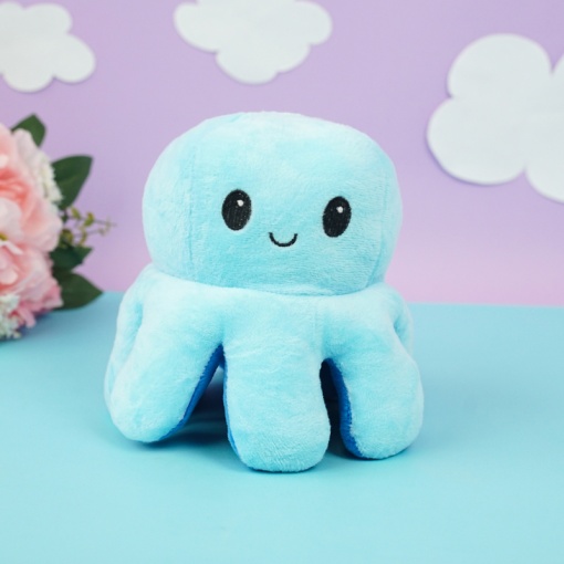 Мягкая игрушка-перевертыш "Осьминожек" синий-голубой, 30см