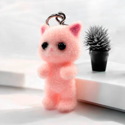 Брелок "Плюшевые животные" Котик, розовый