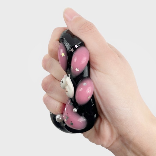 Антистресс "Лапка" с кошечкой, черно-розовый