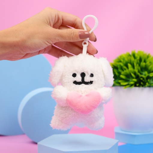 Мягкий брелок "Щенок с сердечком" белый