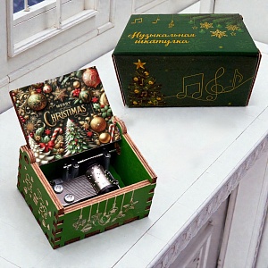 Музыкальная шкатулка "НГ Елка" зеленый