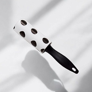 Ролик для одежды "Mini" белый в черный горошек