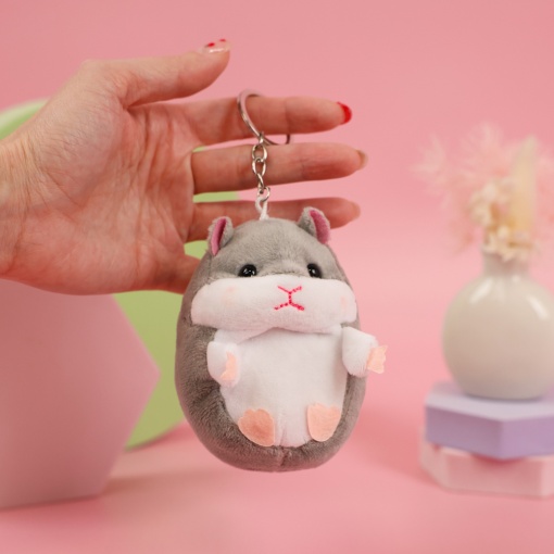 Мягкий брелок "Хомяк" серый, 9,5 см