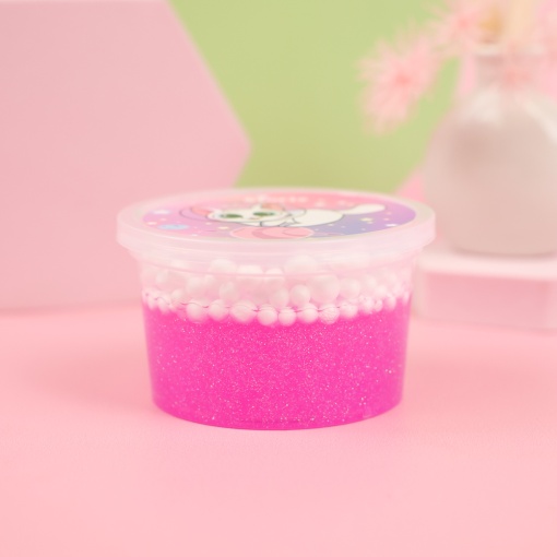 Слайм "Magic" малиновыми блёстки + шарики, 150 гр. STORIZ