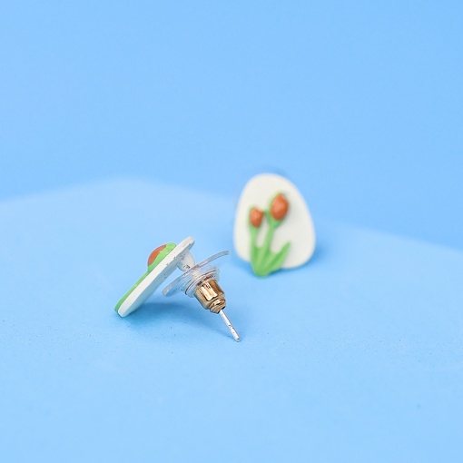 Серьги-гвоздики "Oil Painting" молочный