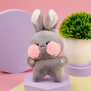 Мягкий брелок "Кролик с щечками" серый, 12 см