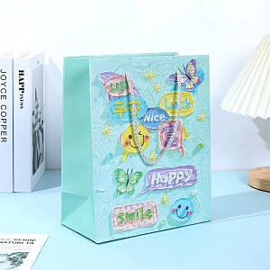 Подарочный пакет "Happy Smile" мятный 14х7х15см