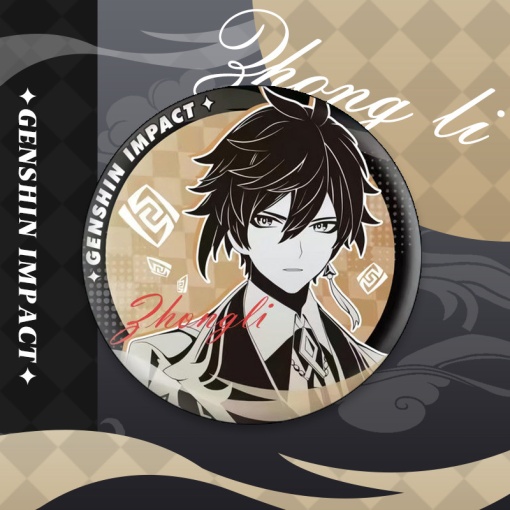 Значок круглый "Genshin Impact" Чжун Ли 3, 58 мм