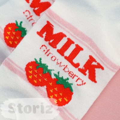 Мини-носочки "Milk strawberry" белый, р.36-39