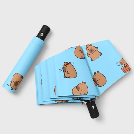 Зонт-автомат "Capybara chilling" голубой