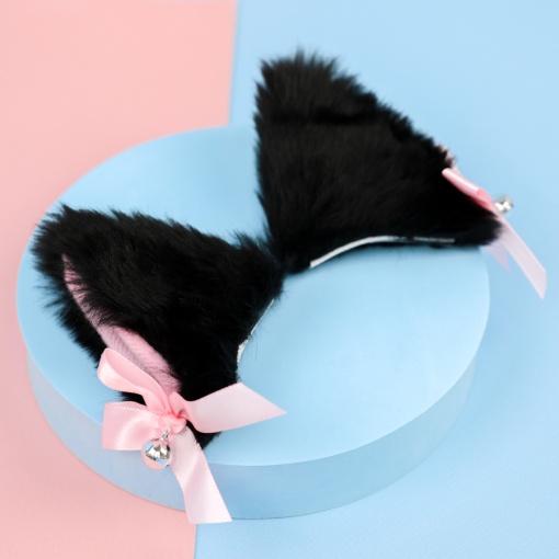 Кошачьи ушки для косплея "Нэко тян" на заколке, черный