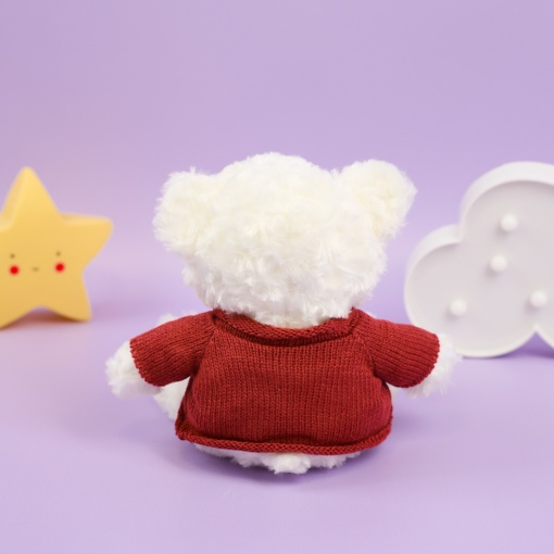 Мягкая игрушка "Милый белый медвежонок" бордовый, 30см