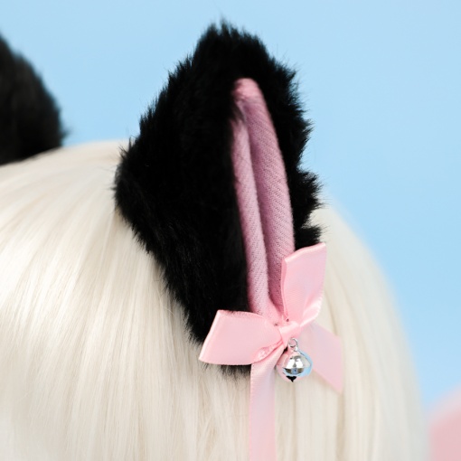 Кошачьи ушки для косплея "Нэко тян" на заколке, черный