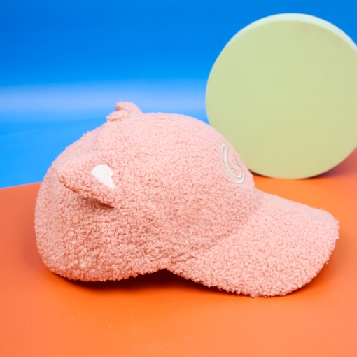 Бейсболка плюшевая "G" с ушками, розовый (56-60см)