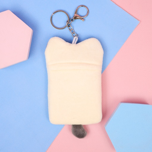 Чехол для карты "Котик с бантиком" плюшевый, белый