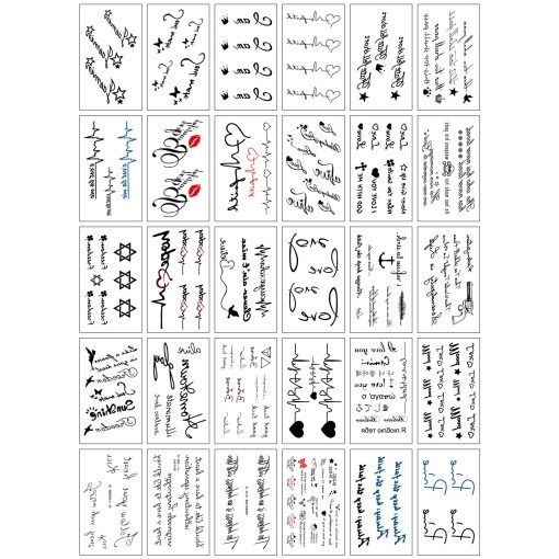 Набор временных татуировок "Characters" A-30, 5.7x9.7 см (30 шт.)