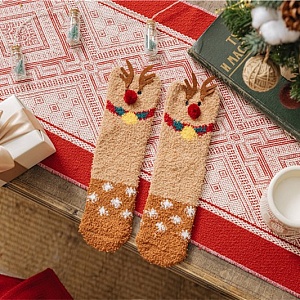 Носки плюшевые "НГ Олень" коричневый