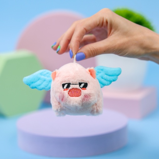 Мягкая игрушка "Заводная Свинка" голубой, 7см
