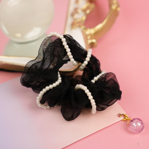 Резинка для волос "Жемчуг" черный