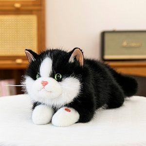 Мягкая игрушка "Мяукающий котик" со звуком, черно-белый, 50см