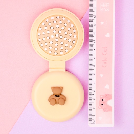 Расческа складная с зеркалом "Мишка" №2, 6,5х7,2см