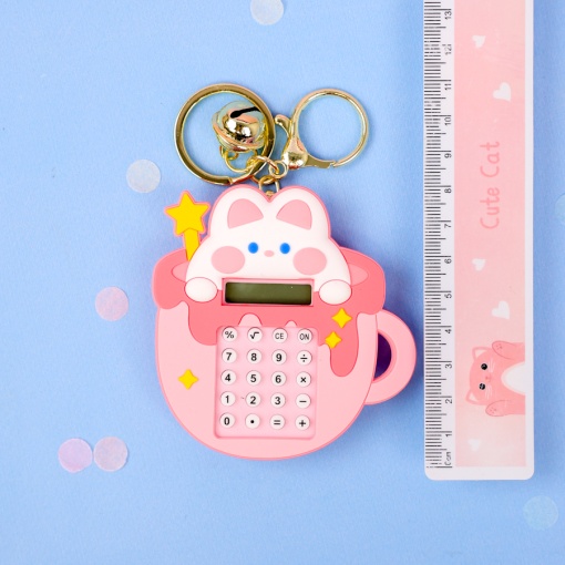 Калькулятор-брелок "Зайчик" №1, розовый