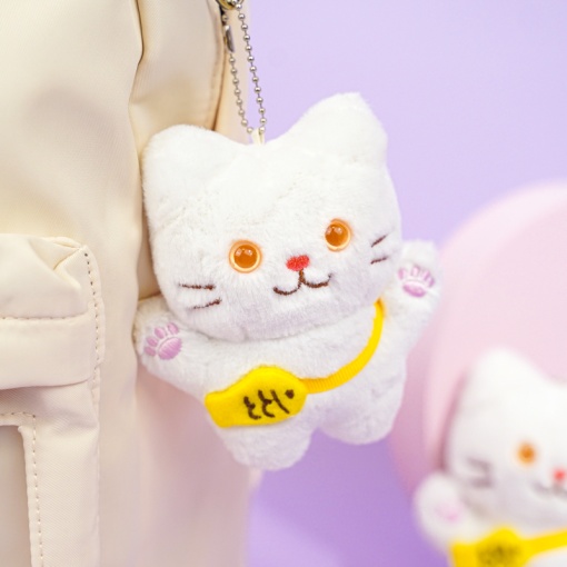 Мягкий брелок "Котик" белый, 12 см