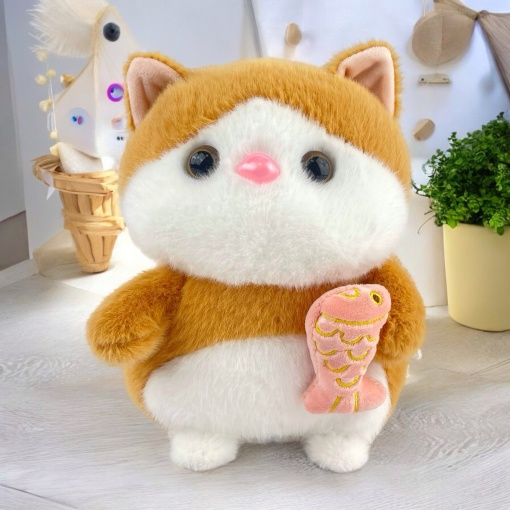 Мягкая игрушка "Рыжий Кот" с рыбкой, 25см