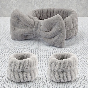 Набор повязка и напульсники "Bow" classic, серый