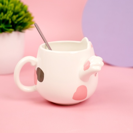 Кружка "Трехмерный кот" белый, 430мл оптом со склада!