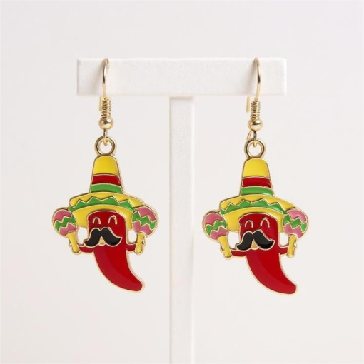 Серьги "Мексиканский перец" с маракасами