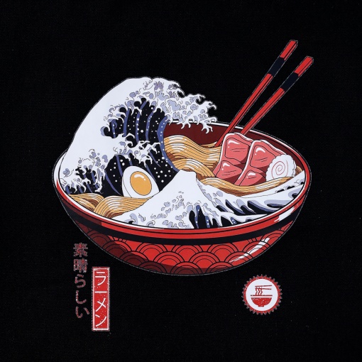 Сумка тканевая "Большая волна в Канагаве", черный, 555-T