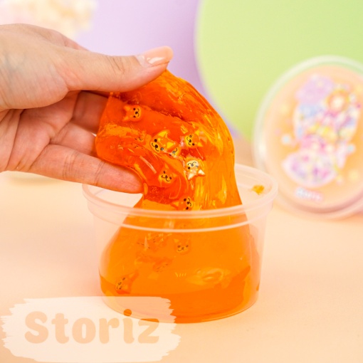 Слайм "Kawaii" полупрозрачный (оранжевый), с наполнителем + корги, 200 гр. STORIZ