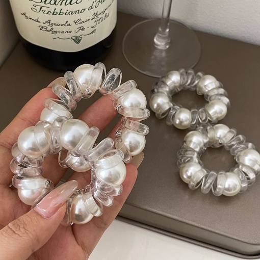 Резинка для волос "Жемчуг" пружинка, бежевый