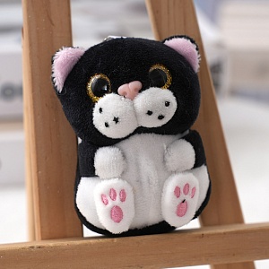 Брелок мягкий котик "Большие глазки" черный 12 см