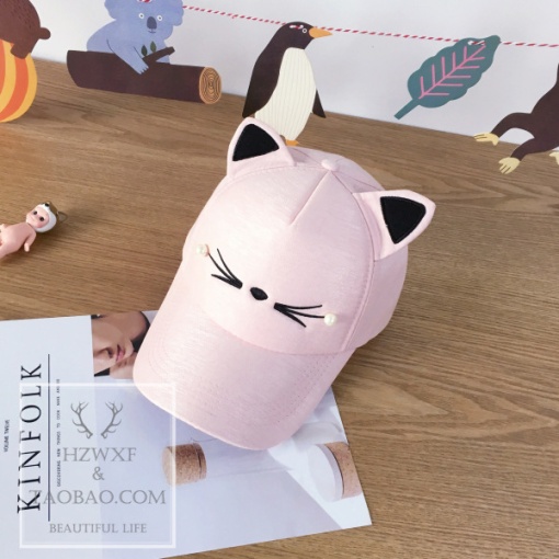 Бейсболка "Котик с бусинками", розовый