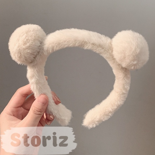 Ободок плюшевый "Bear" с ушками, белый