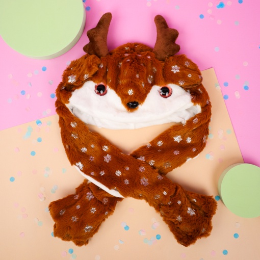 Шапка с двигающимися ушками "НГ Новогодняя" Олень