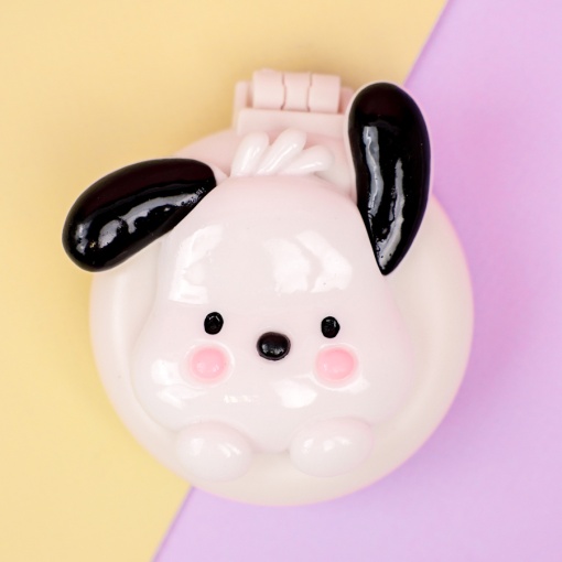 Расческа складная с зеркалом "Щенок" белый, 7х7,5см