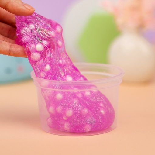 Слайм "Corgi" малиновые блёстки + шарики, 150 гр. STORIZ