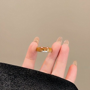 Кольцо "Котик" бежево-коричневый