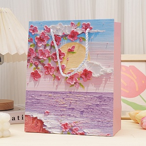 Подарочный пакет "Живопись" цветы 26x10x32